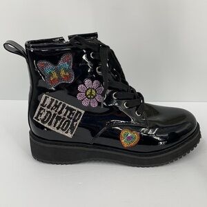 Steve Madden JKudos patent combat boots crystal limited edition butterfly girl 4